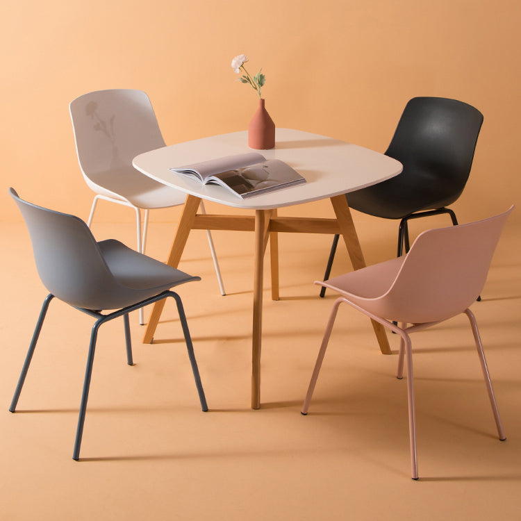 Sillas de comedor de estilo moderno, sillas laterales sin brazos con patas de metal