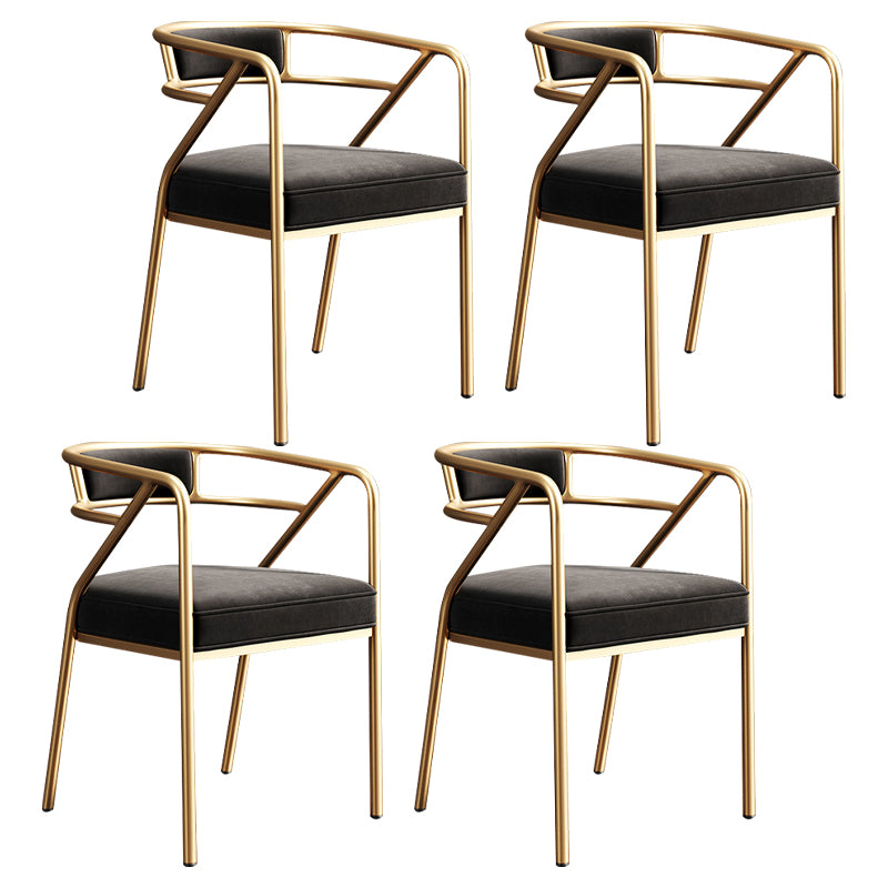 Silla de metal escandinavo Glam para comedor y cocina, sillón con respaldo abierto
