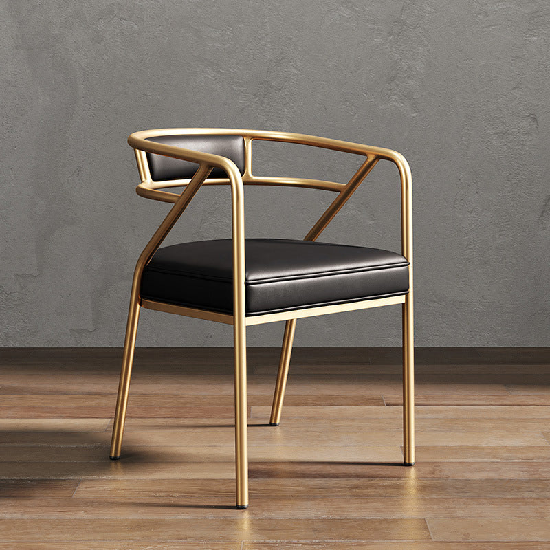 Silla de metal escandinavo Glam para comedor y cocina, sillón con respaldo abierto