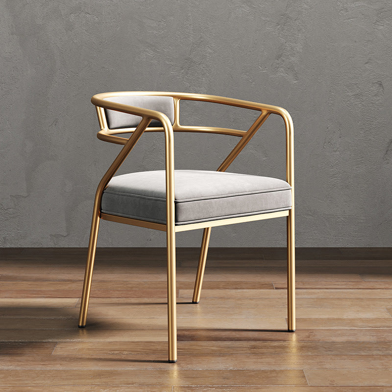 Silla de metal escandinavo Glam para comedor y cocina, sillón con respaldo abierto