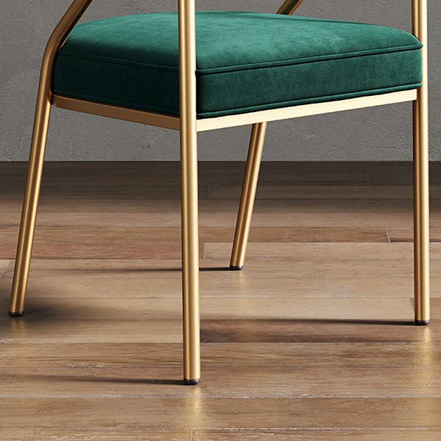 Silla de metal escandinavo Glam para comedor y cocina, sillón con respaldo abierto