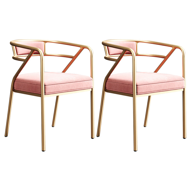 Silla de metal escandinavo Glam para comedor y cocina, sillón con respaldo abierto