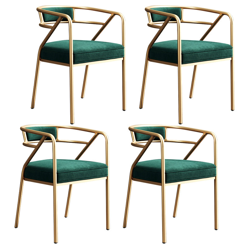 Silla de metal escandinavo Glam para comedor y cocina, sillón con respaldo abierto