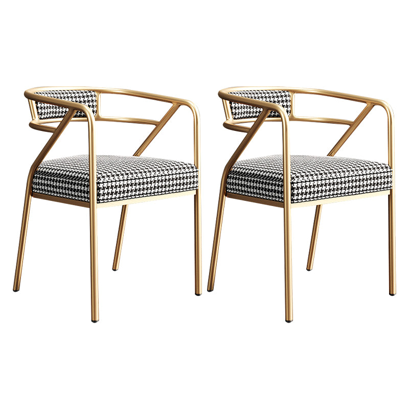 Silla de metal escandinavo Glam para comedor y cocina, sillón con respaldo abierto