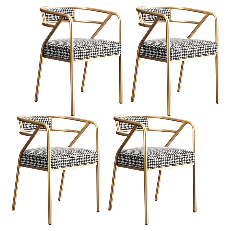 Silla de metal escandinavo Glam para comedor y cocina, sillón con respaldo abierto