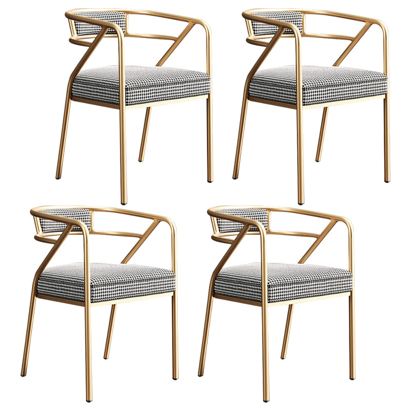 Silla de metal escandinavo Glam para comedor y cocina, sillón con respaldo abierto