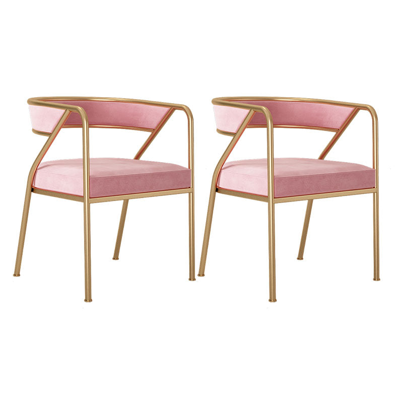 Silla de comedor con brazo de metal Glam, respaldo abierto, silla lateral para uso doméstico