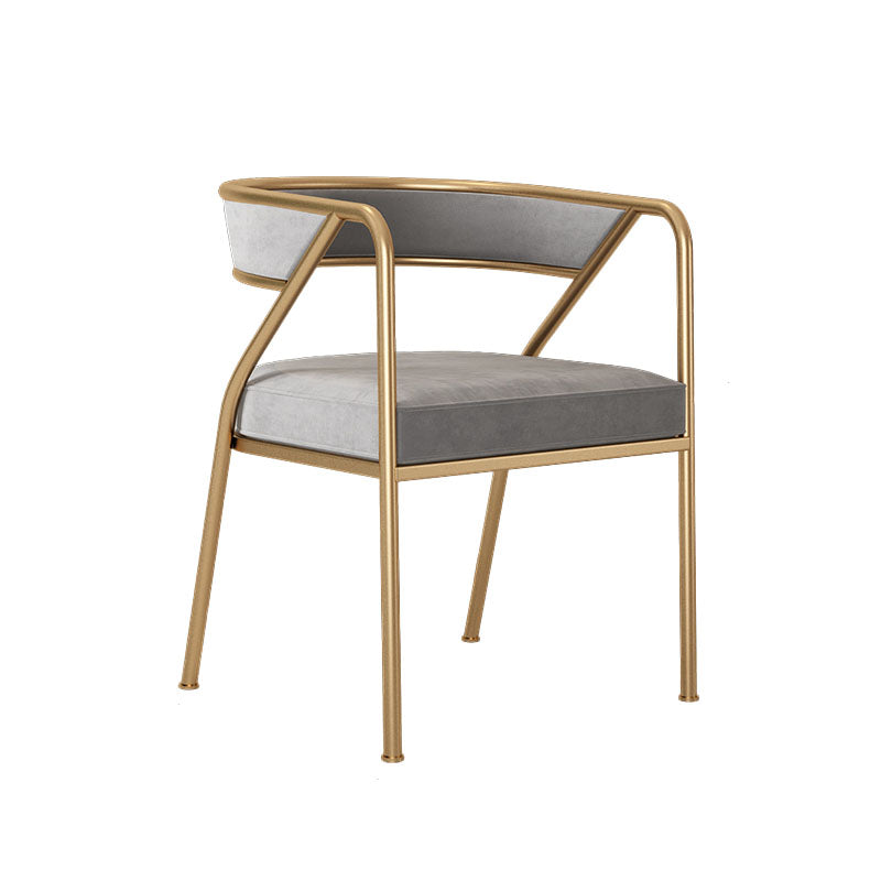Silla de comedor con brazo de metal Glam, respaldo abierto, silla lateral para uso doméstico