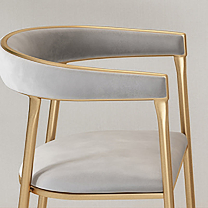Silla de comedor con brazo de metal Glam, respaldo abierto, silla lateral para uso doméstico