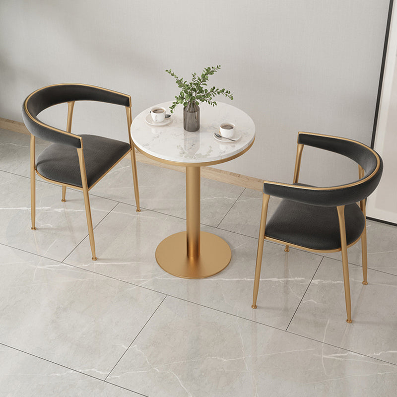 Silla de comedor con brazo de metal Glam, respaldo abierto, silla lateral para uso doméstico