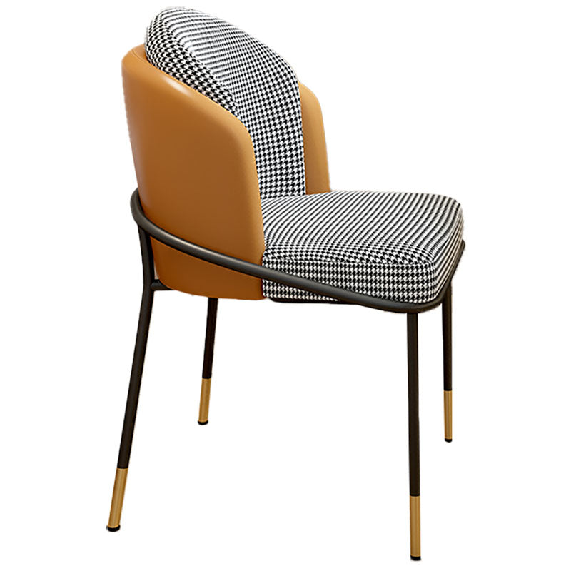 Glam metalen eetgeloze stoel gestoffeerde zijstoelen voor thuisgebruik