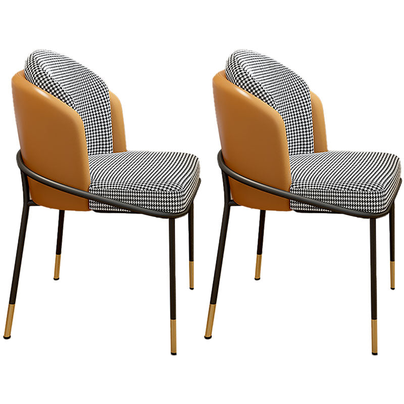 Glam metalen eetgeloze stoel gestoffeerde zijstoelen voor thuisgebruik