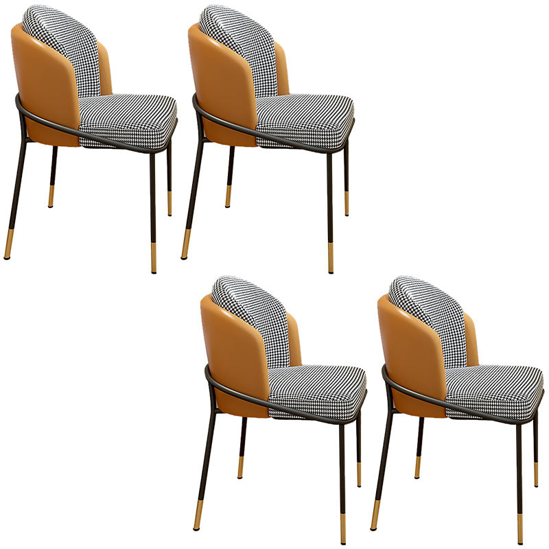 Glam metalen eetgeloze stoel gestoffeerde zijstoelen voor thuisgebruik