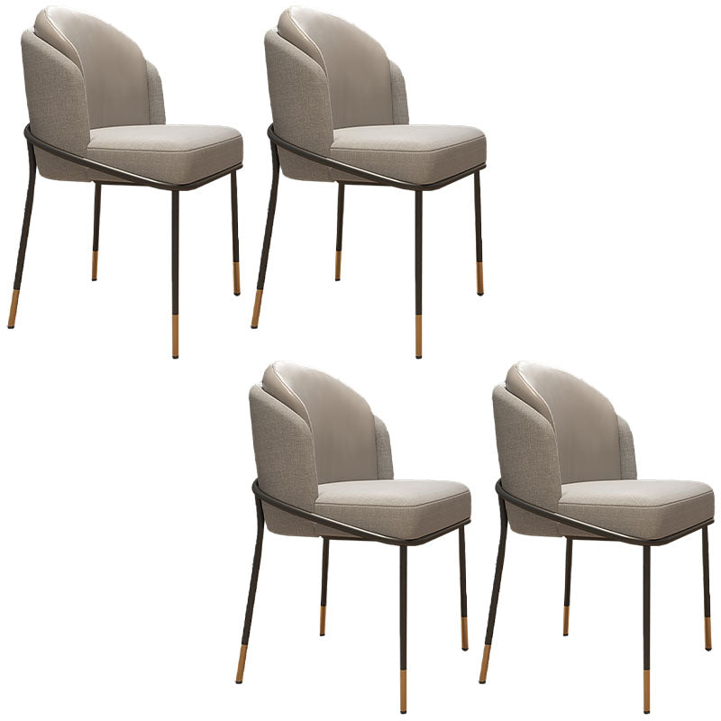 Glam metalen eetgeloze stoel gestoffeerde zijstoelen voor thuisgebruik