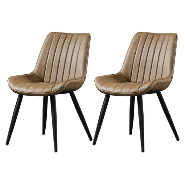 Contemporary Style Dining Chairs Dining Armless Side Chairs with Metal Legs