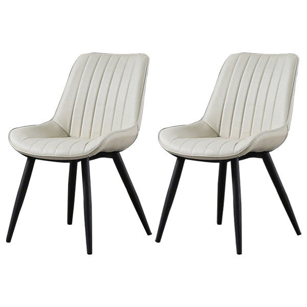 Contemporary Style Dining Chairs Dining Armless Side Chairs with Metal Legs
