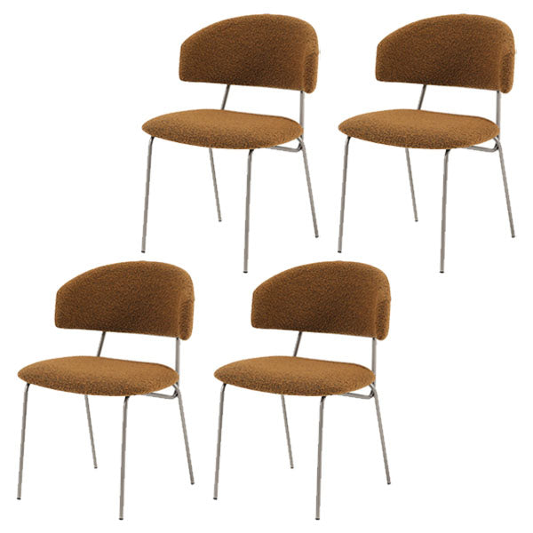 Eigentijdse stijl eetkamerstoelen eetarmloze open achterstoelen met metalen benen
