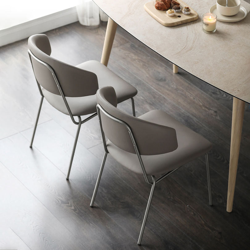 Eigentijdse stijl eetkamerstoelen eetarmloze open achterstoelen met metalen benen