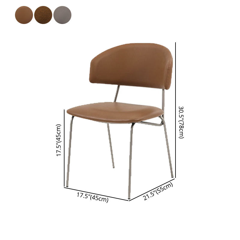 Eigentijdse stijl eetkamerstoelen eetarmloze open achterstoelen met metalen benen