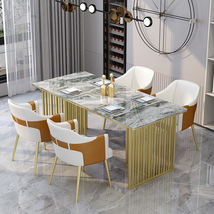 Glam 1/2/5/7 Pieces Dinette Set Sintered Stone Dining Furniture Set with Leather Chairs