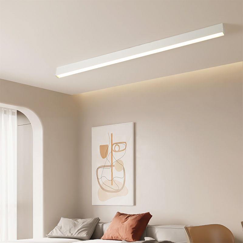 Linear Shape Ceiling Fixture Modern Style Metal 1 Light Ceiling Mounted Light in White