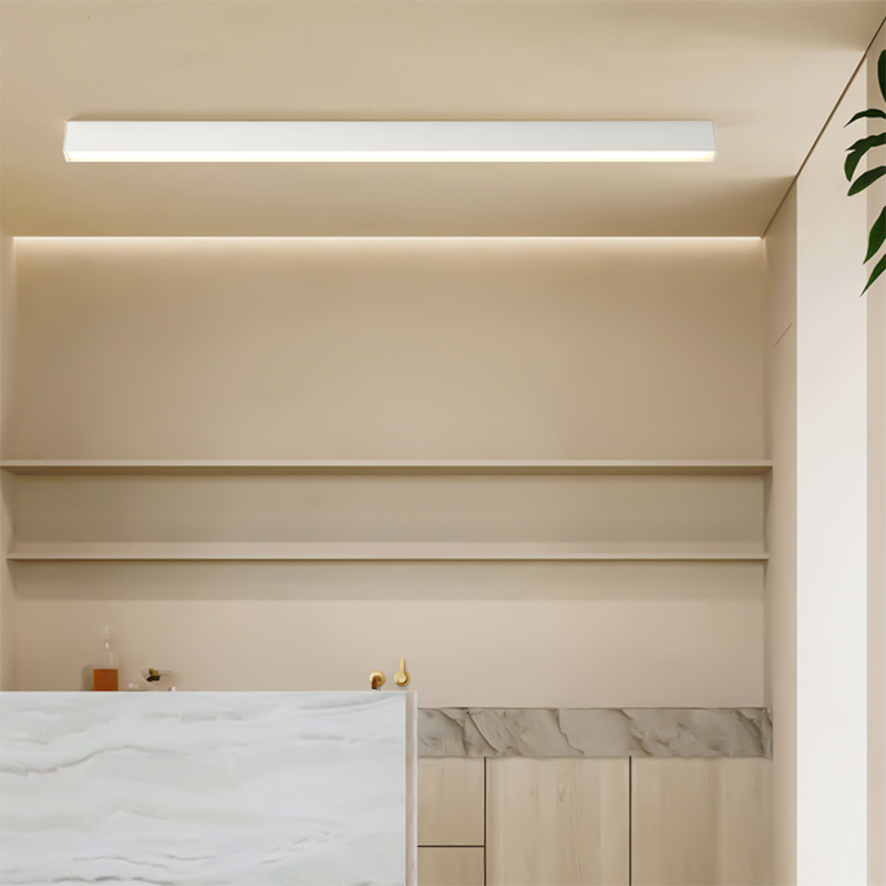 Linear Shape Ceiling Fixture Modern Style Metal 1 Light Ceiling Mounted Light in White