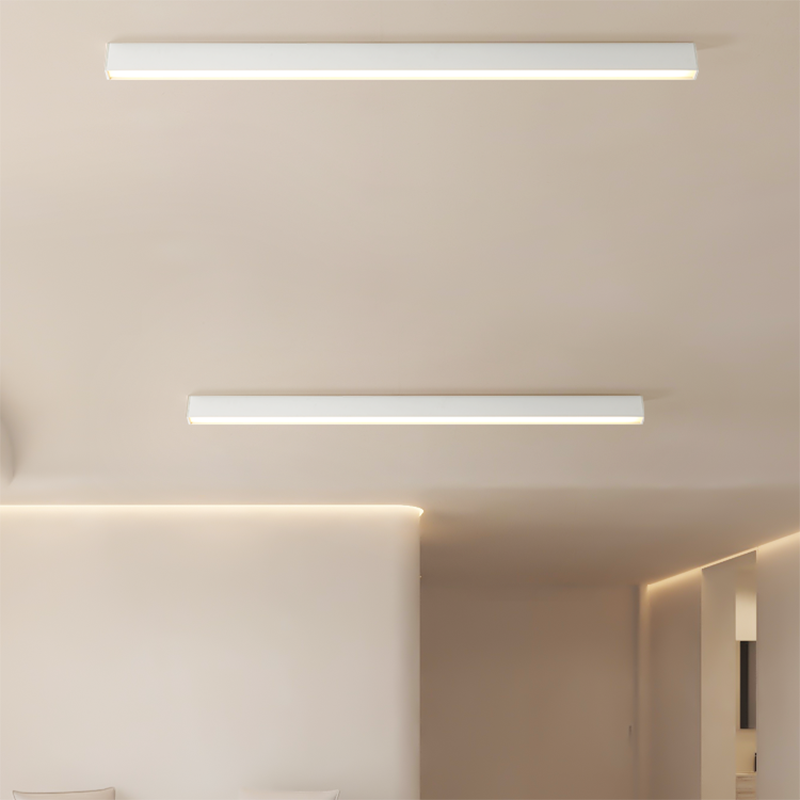 Linear Shape Ceiling Fixture Modern Style Metal 1 Light Ceiling Mounted Light in White