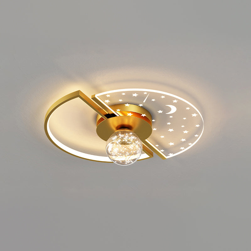 Metal Round Shape Flush Ceiling Light Modern Style 3 Lights Flush Ceiling Light Fixtures