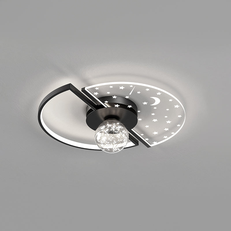 Metal Round Shape Flush Ceiling Light Modern Style 3 Lights Flush Ceiling Light Fixtures