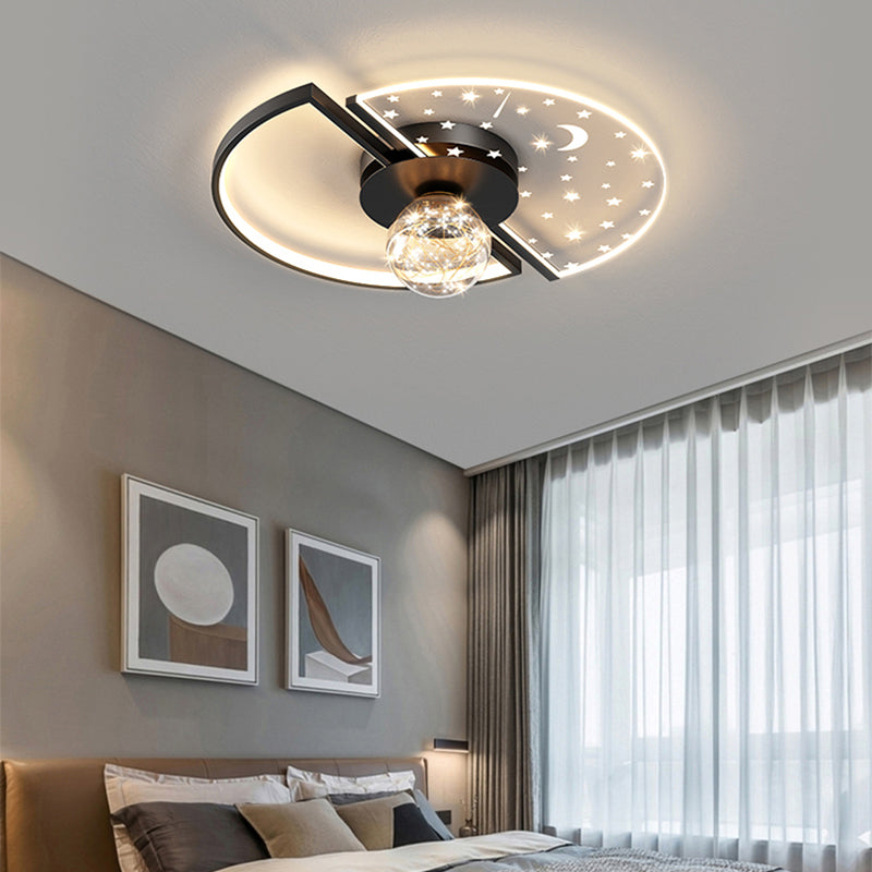 Metal Round Shape Flush Ceiling Light Modern Style 3 Lights Flush Ceiling Light Fixtures