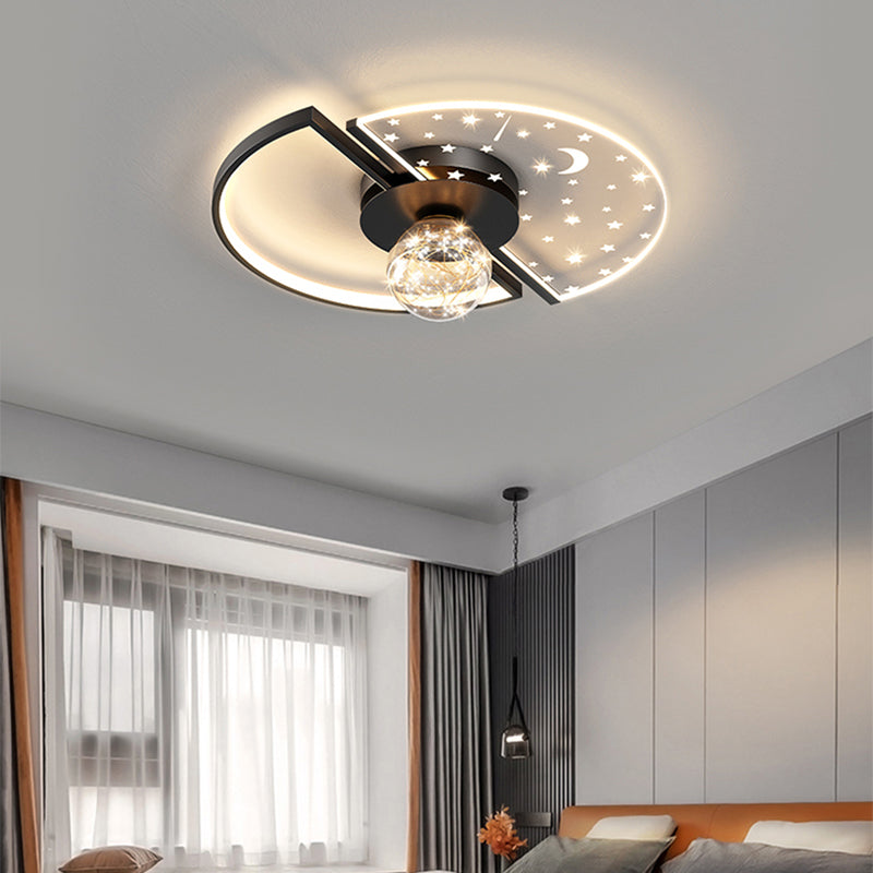 Metal Round Shape Flush Ceiling Light Modern Style 3 Lights Flush Ceiling Light Fixtures