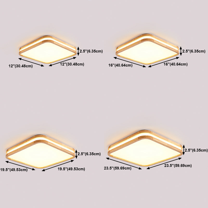 Lámpara de techo incorporada de madera geométrica moderna lámpara de techo incorporada de una sola luz, marrón
