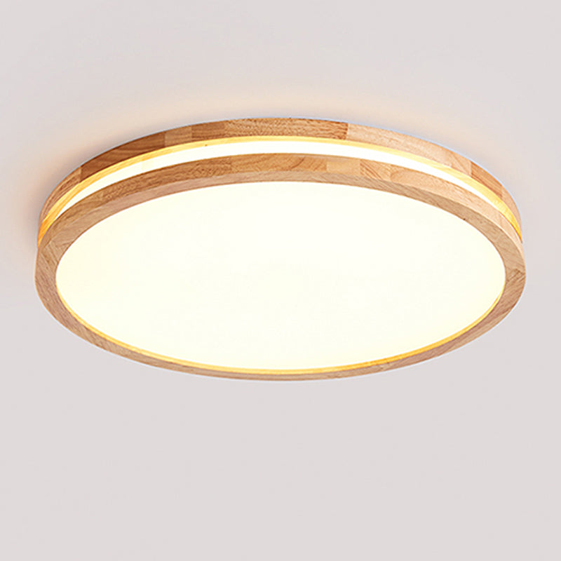 Lámpara de techo incorporada de madera geométrica moderna lámpara de techo incorporada de una sola luz, marrón