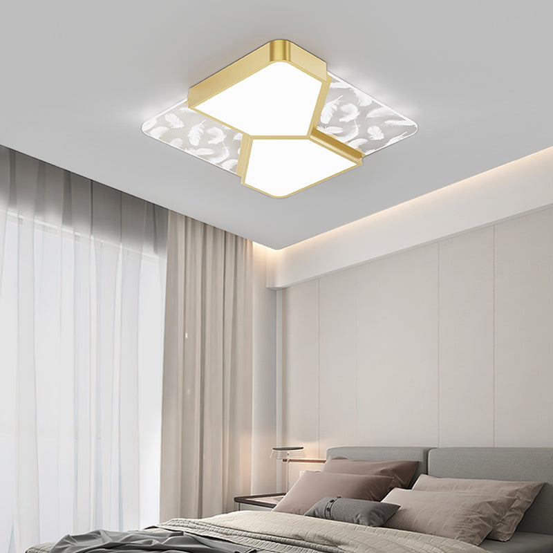 Lampada da soffitto quadrata a 4 luci Illuminazione da soffitto in metallo in stile moderno per soggiorno