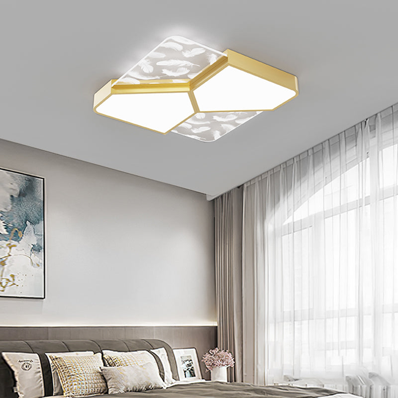 Lámpara de techo cuadrada de 4 luces, iluminación de techo de metal de estilo moderno para sala de estar