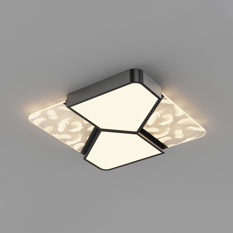 Lámpara de techo cuadrada de 4 luces, iluminación de techo de metal de estilo moderno para sala de estar