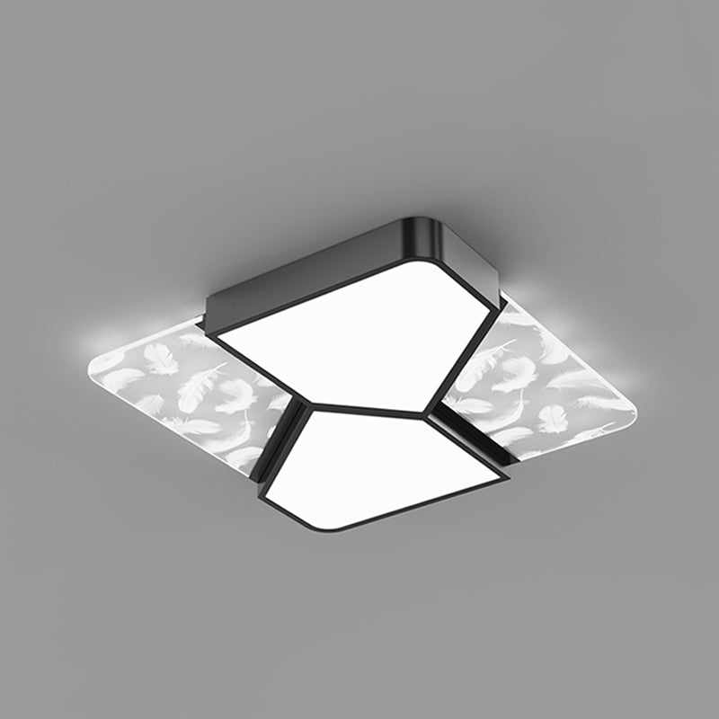Lámpara de techo cuadrada de 4 luces, iluminación de techo de metal de estilo moderno para sala de estar