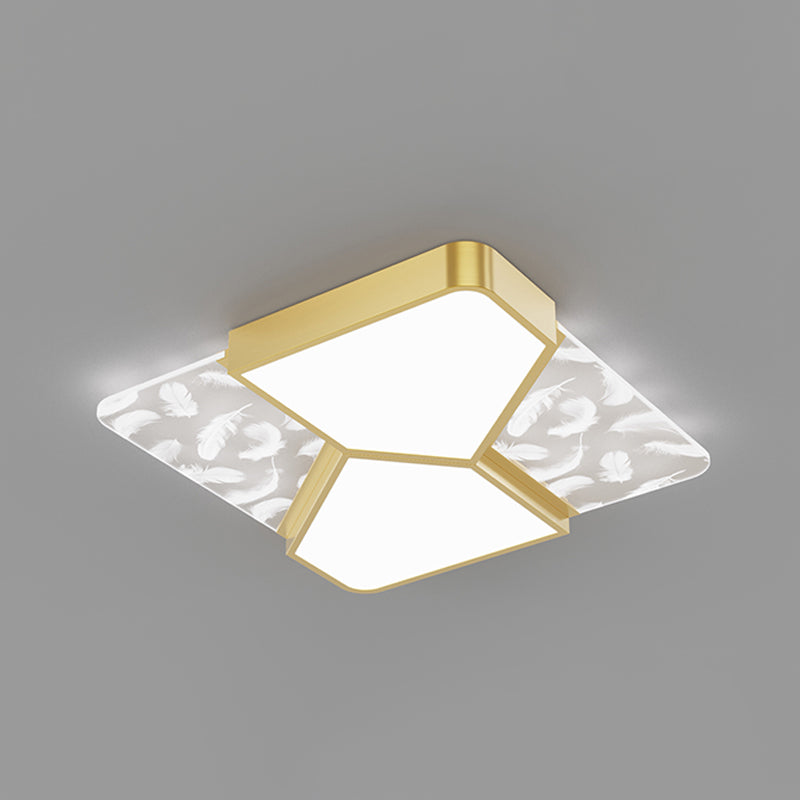 Lámpara de techo cuadrada de 4 luces, iluminación de techo de metal de estilo moderno para sala de estar