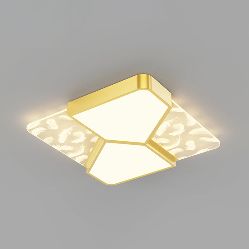 Lámpara de techo cuadrada de 4 luces, iluminación de techo de metal de estilo moderno para sala de estar