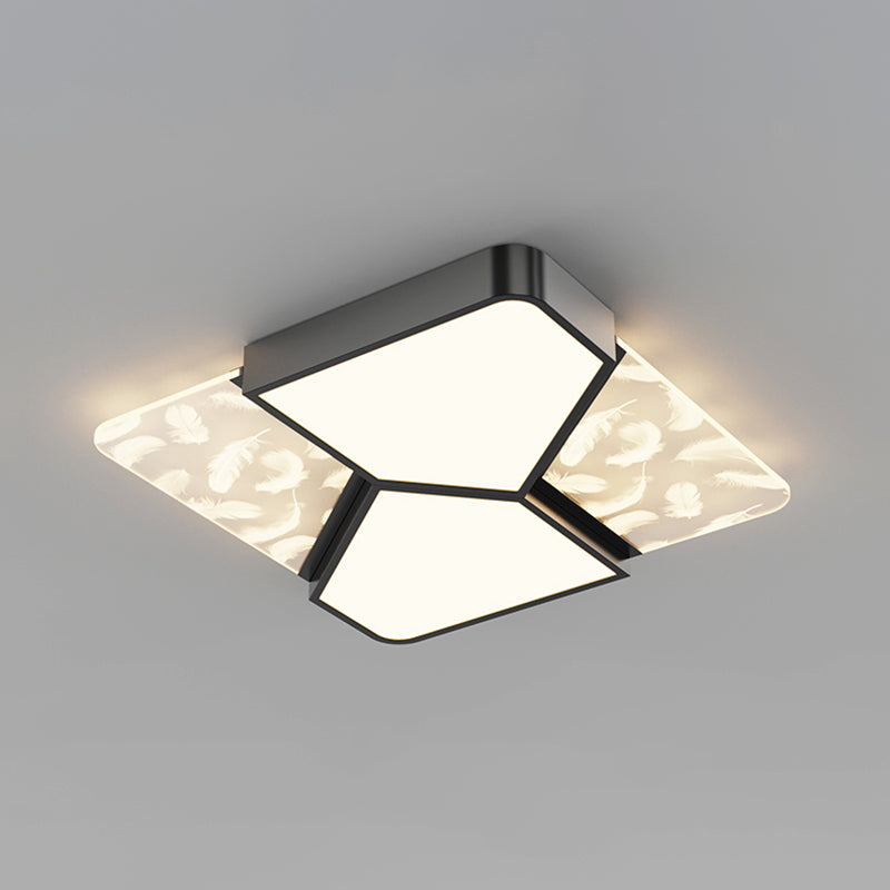 Lámpara de techo cuadrada de 4 luces, iluminación de techo de metal de estilo moderno para sala de estar