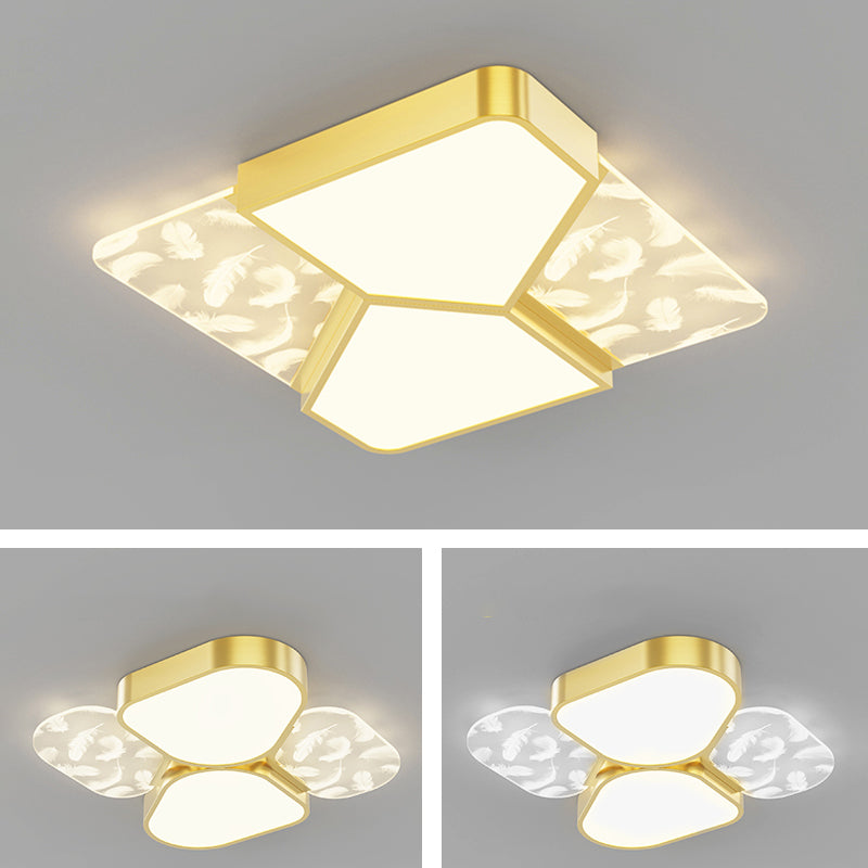 Lámpara de techo cuadrada de 4 luces, iluminación de techo de metal de estilo moderno para sala de estar