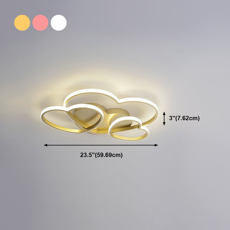 Hedendaagse Hart Flush Licht Metaal 3 Lichten Flush Mount Plafond Fixture