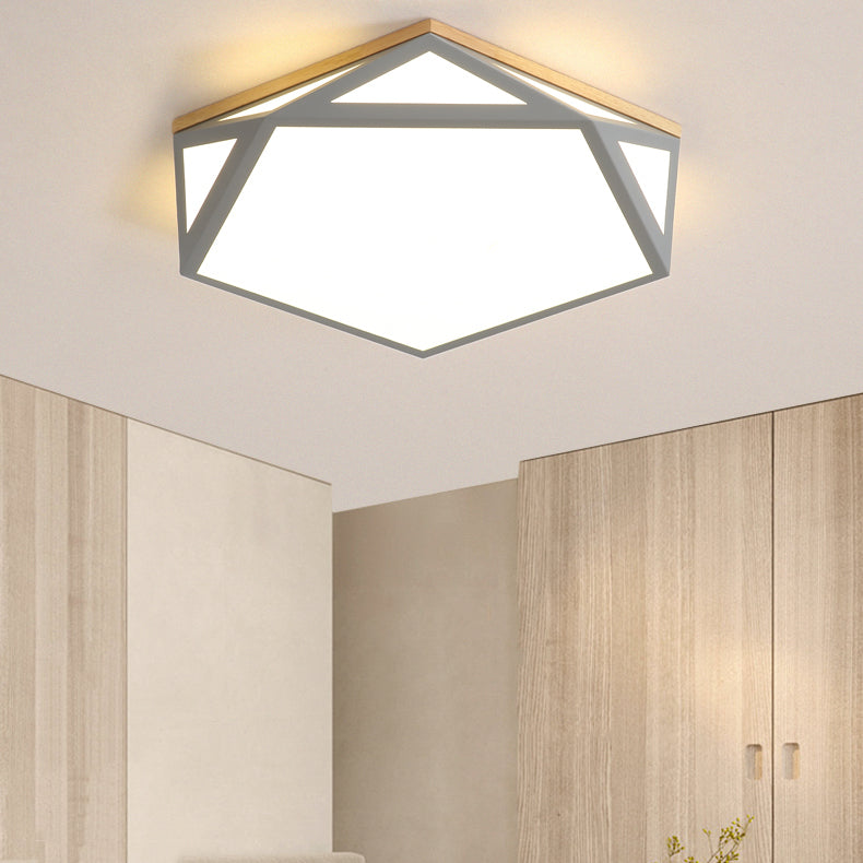 Plafonnier Hexagonal à 1 lumière, éclairage de plafond moderne en métal de Style Macaron pour chambre à coucher