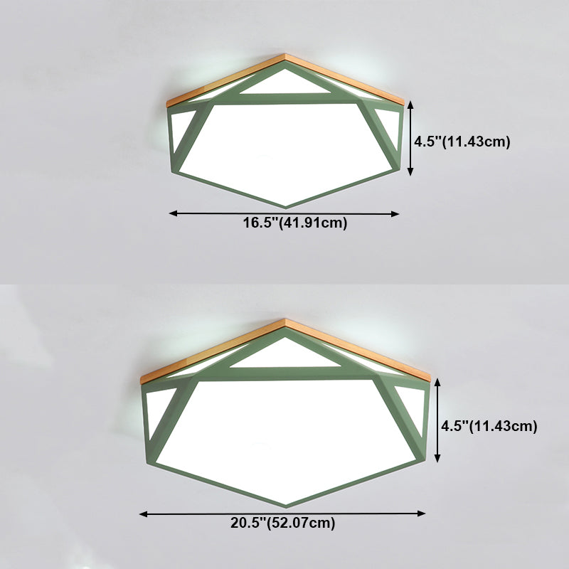 Plafonnier Hexagonal à 1 lumière, éclairage de plafond moderne en métal de Style Macaron pour chambre à coucher