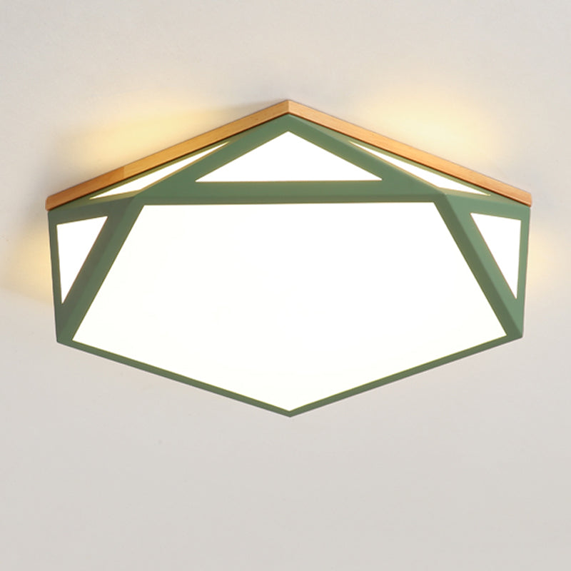 Plafonnier Hexagonal à 1 lumière, éclairage de plafond moderne en métal de Style Macaron pour chambre à coucher