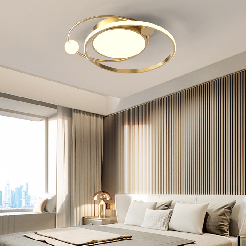 Contemporary Circular Flush Light Metal 3 Light Flush Mount Ceiling Fixture for Bedroom