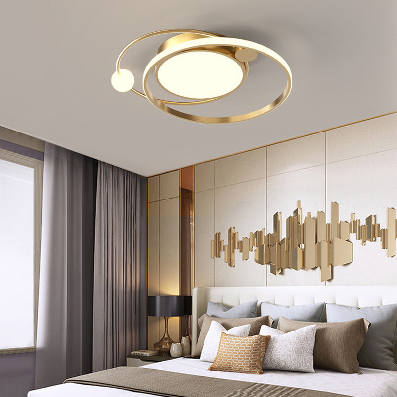 Contemporary Circular Flush Light Metal 3 Light Flush Mount Ceiling Fixture for Bedroom