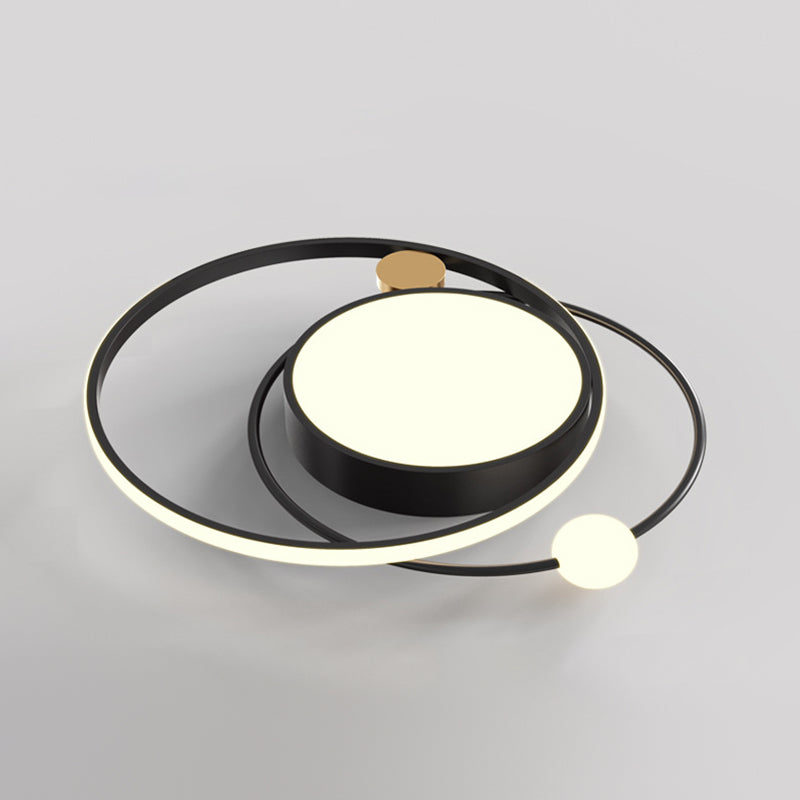 Contemporary Circular Flush Light Metal 3 Light Flush Mount Ceiling Fixture for Bedroom