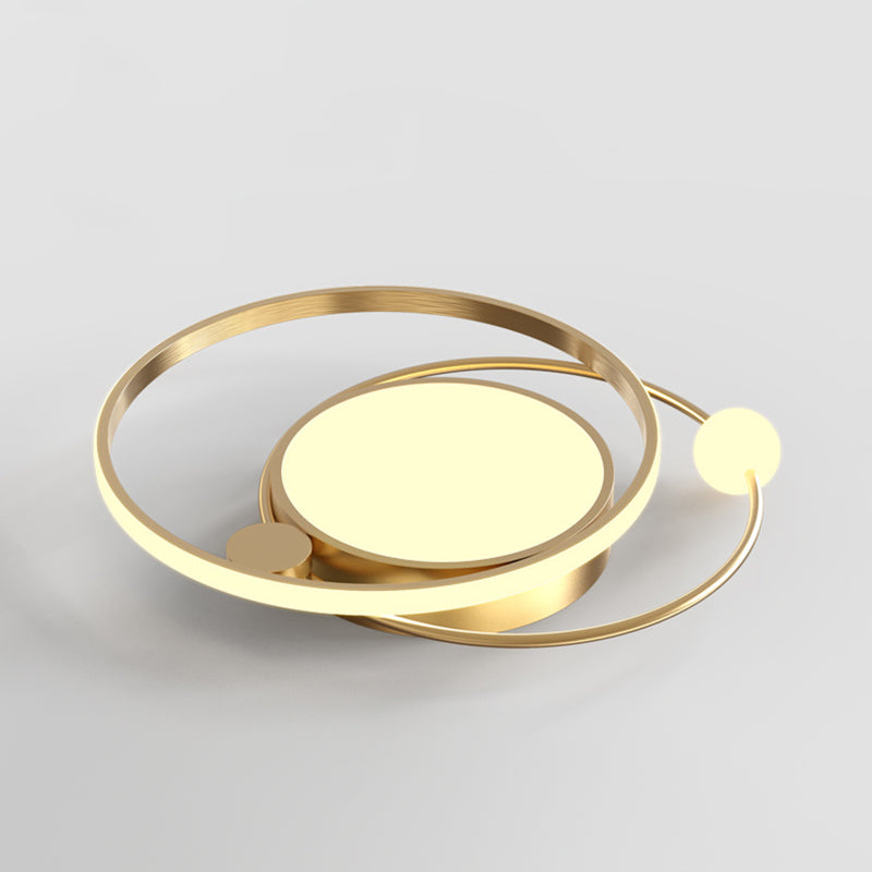 Contemporary Circular Flush Light Metal 3 Light Flush Mount Ceiling Fixture for Bedroom