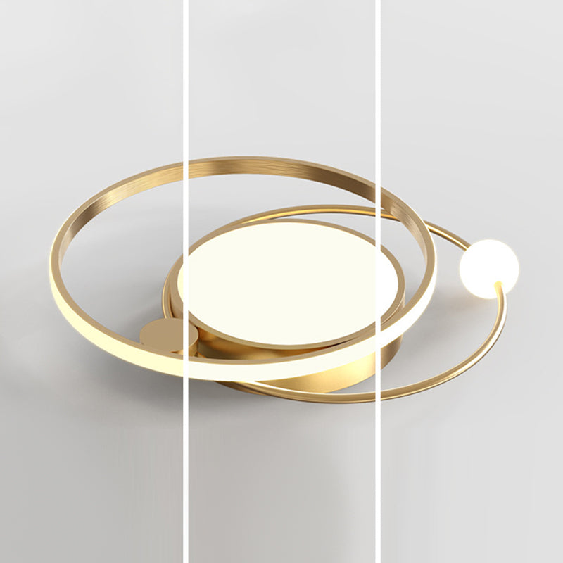 Contemporary Circular Flush Light Metal 3 Light Flush Mount Ceiling Fixture for Bedroom